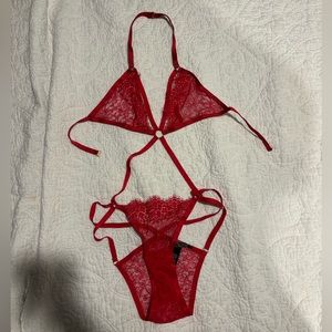 Victoria’s Secret XS red strappy lace teddy
